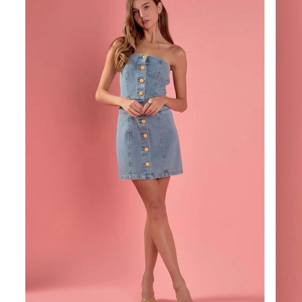 NWT English Factory Denim Midi Tube Dress - small